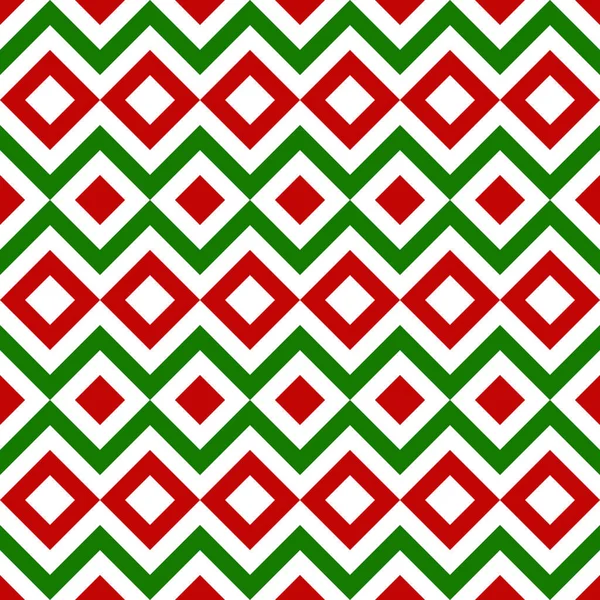 Seamless Pattern Red Green Squares White Background Vector Illustration Geometric — Stockvector