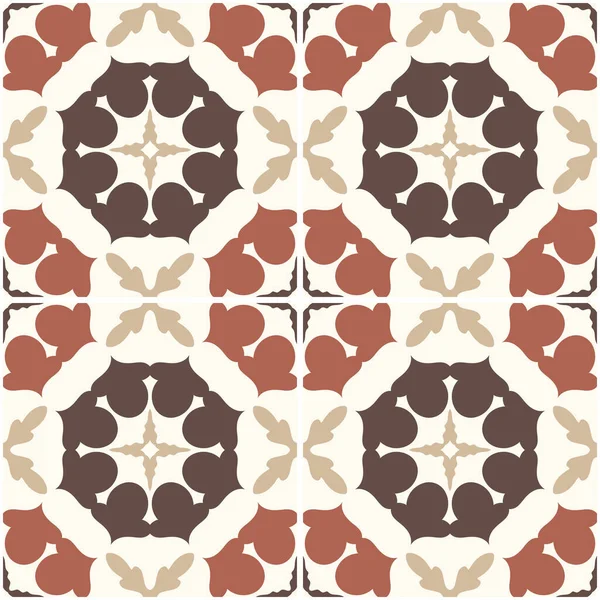 Design Floor Wall Tiles Beige Brown Tones Vector Illustration Seamless —  Vetores de Stock