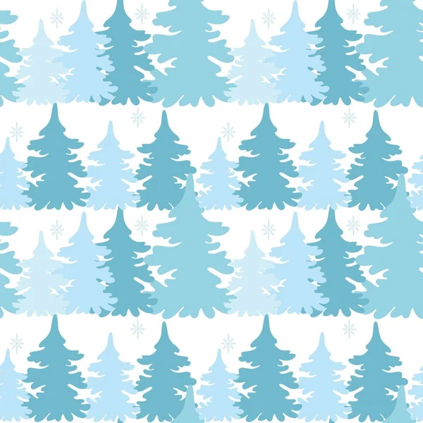 Сосновый Лес Бесшовный Узор Векторная Иллюстрация Синие Деревья Непрерывный Фон — стоковый вектор