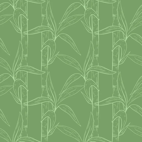 竹子茎 叶型无缝 背景是手工雕刻的草图墙纸 包装材料 织物和设计的植物学模板 矢量图解 — 图库矢量图片