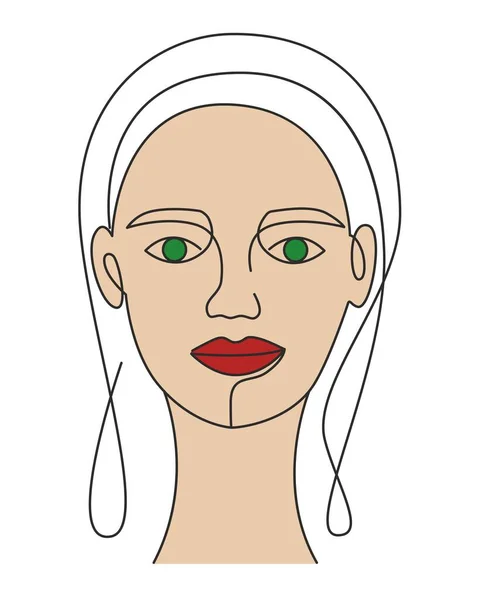 Abstract woman face in minimal style, vector illustration. — Stock Vector