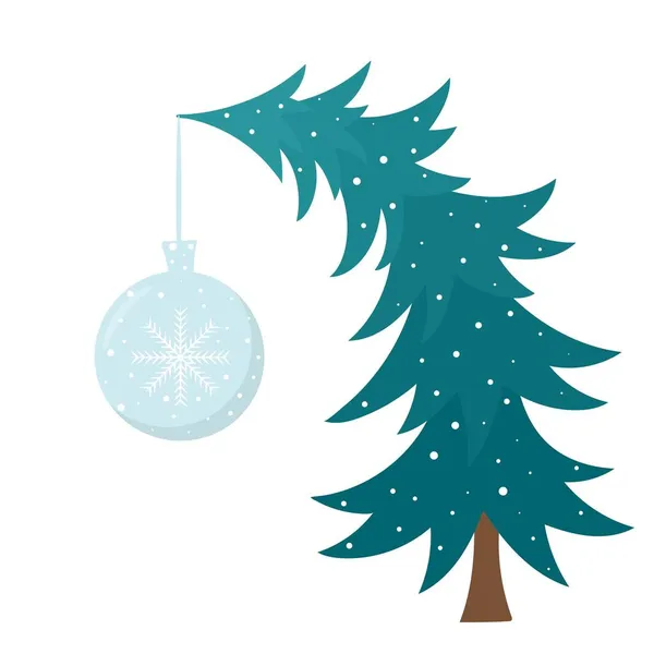 Kıvrımlı Köknar Ağacı Noel Topu Vektör Illüstrasyon Madalyalı Kozalaklı Ağaç — Stok Vektör