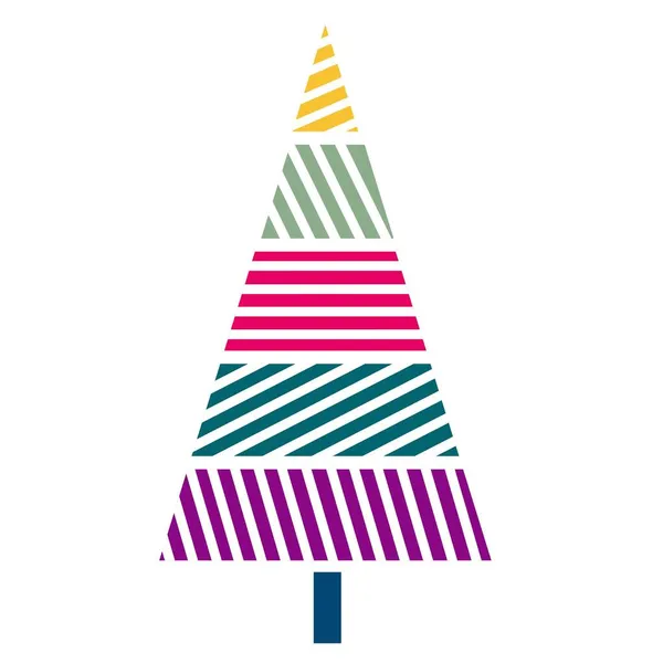Renkli Çizgili Noel Ağacı Vektör Çizimi Yılbaşı Ağacı Noel Için — Stok Vektör