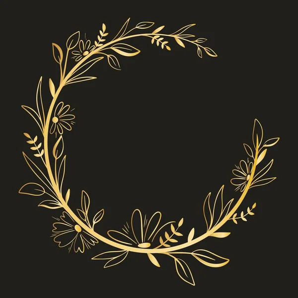 Corona Floral Dorada Ilustración Vectorial Elegante Bisel Lujo Objeto Aislado — Vector de stock