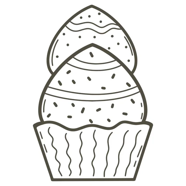 เค้กเดี่ยวในสไตล์ doodle วัตถุแยก . — ภาพเวกเตอร์สต็อก