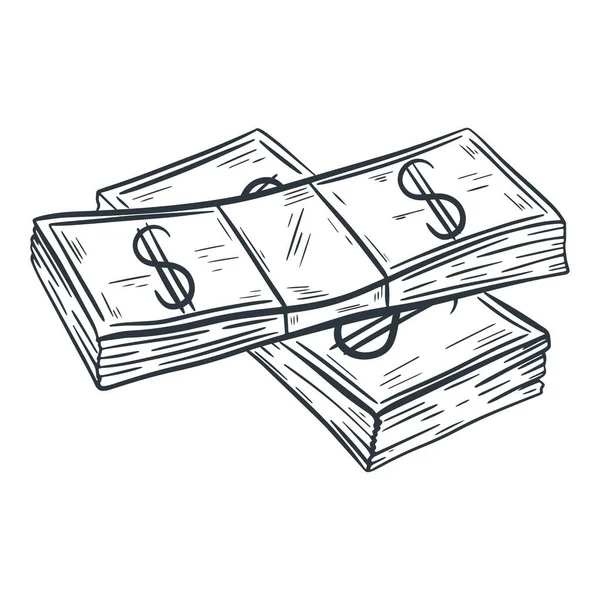 Иллюстрация двух упаковочных долларов — стоковый вектор