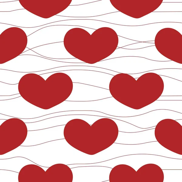 Kırmızı kalpler ve iplik vektör illüstrasyonlu arka plan — Stok Vektör