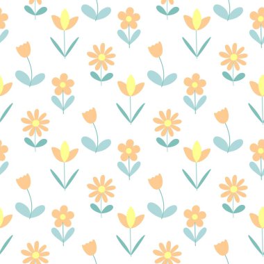 Şirin bahar çiçeği desenli vektör çizimi