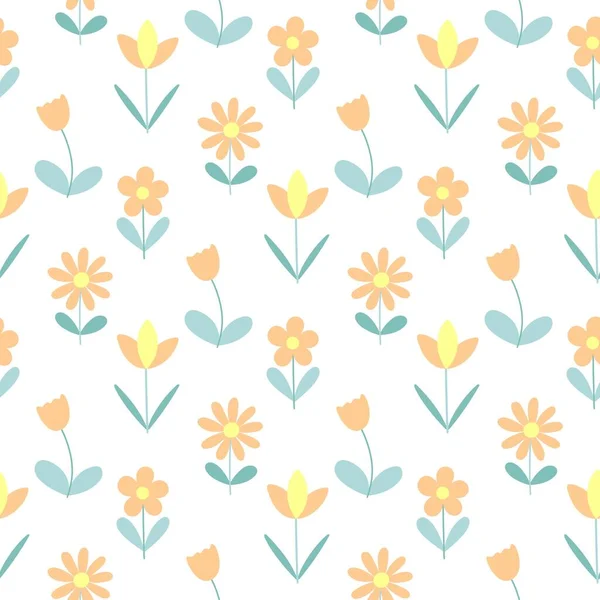 Cute spring flower pattern vector illustration — Stock Vector