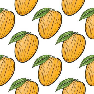 Mango sulu renkli meyve pürüzsüz desenli vektör çizimi