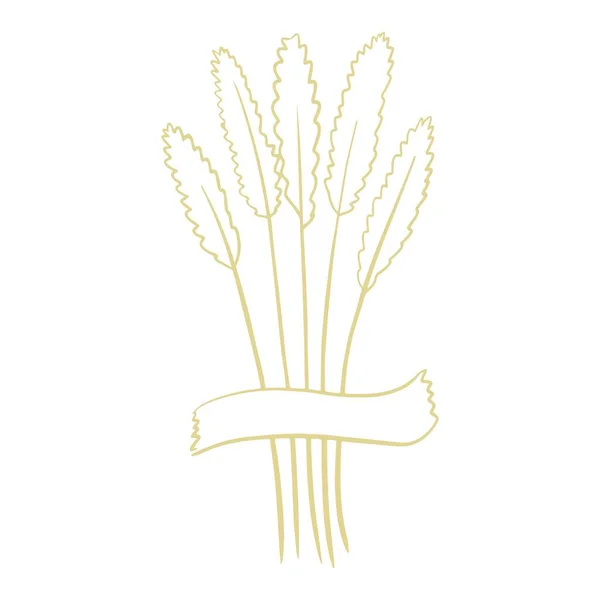 Шипы пшеницы, приклеенные векторной иллюстрацией ленты — стоковый вектор