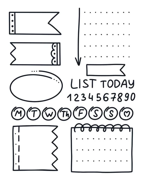 Zestaw kleszczy i elementów do planowania stylu doodle Ilustracja Stockowa