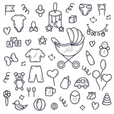 Bebek karalama kümesi vektör çizimi