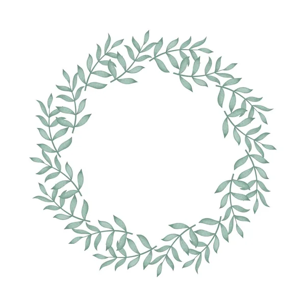 Foliate akwarela okrągły wieniec — Zdjęcie stockowe