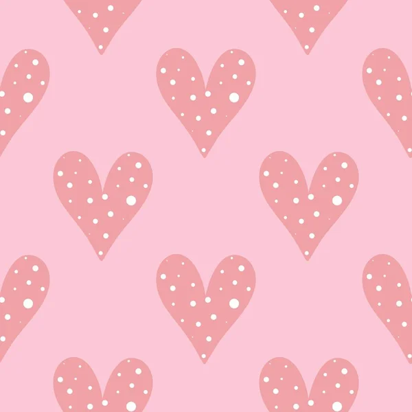 Delicado patrón rosa sin costuras con corazones vector ilustración — Archivo Imágenes Vectoriales