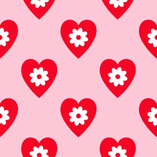 Серця з квітами безшовний візерунок — стоковий вектор