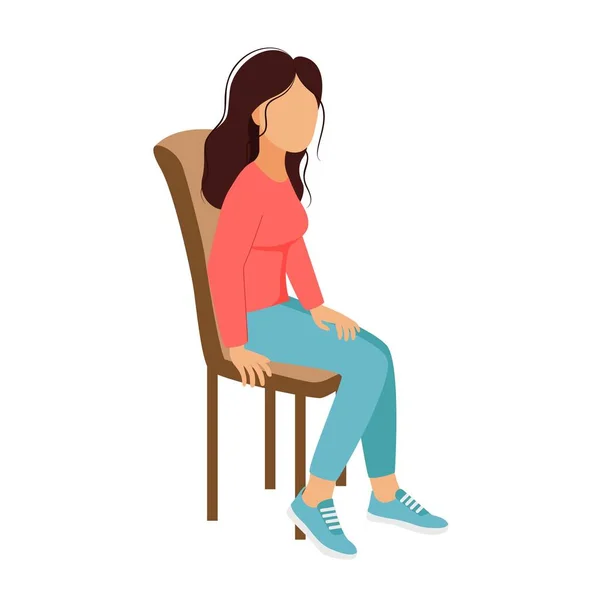 Mujer sentada en silla aislada vector ilustración — Vector de stock
