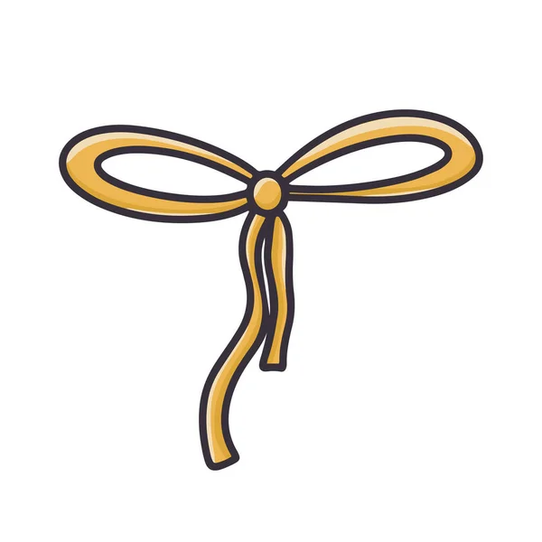 Ribbon Tied Bow Clipart Cartoon Simple Hand Drawn Bow Decoration — Stock Vector