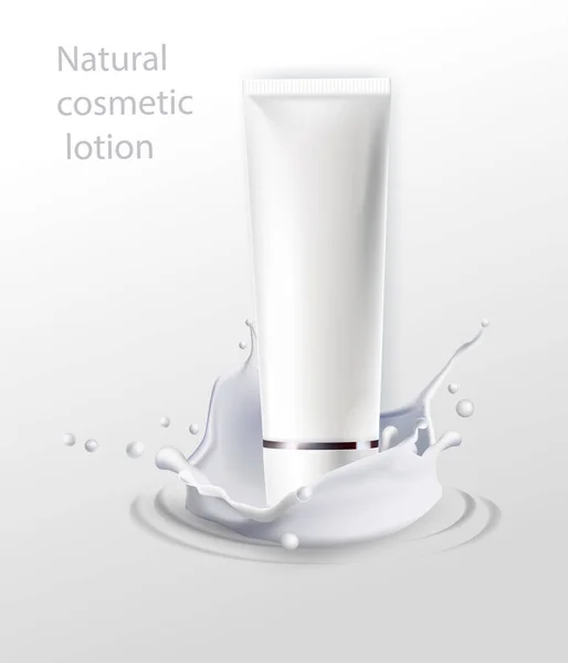 Mjölkgrädde Kosmetika Flaska Mockup Banner Hudvård Kosmetiska Produkt Röret Stå — Stockfoto