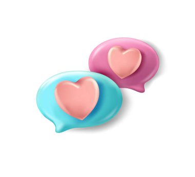 Konuşma baloncuğu ikonunda kalp. Aşk, bir işaret gibi. Duygu, sohbet ve Sosyal Ağ Vektörü illüstrasyonu