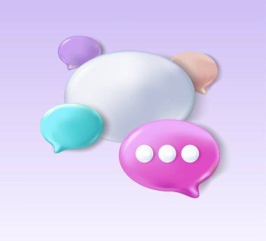 Konuşma baloncukları 3 boyutlu. Vektör illüstrasyonu