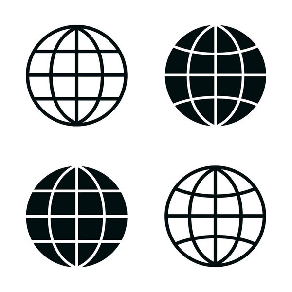 Globe icon set. Earth illustration. Earth map