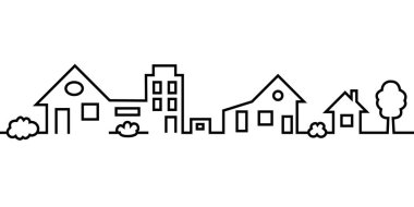 Şehir manzarası doğrusal. Şehrin Panorama 'sı. Vektör illüstrasyonu