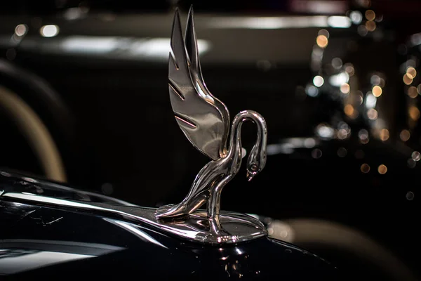Packard şirketinin klasik arabasının üzerindeki kuğu amblemi.