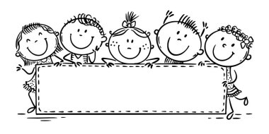 Boş işareti olan mutlu çizgi film çocukları, afiş. Özet