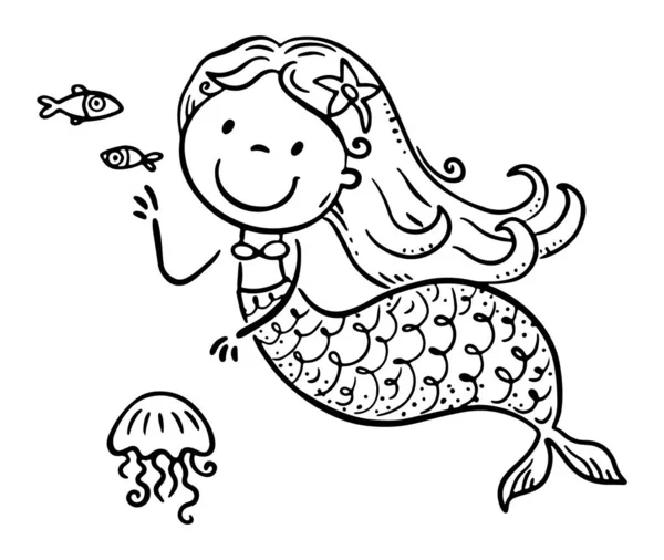 Kind im Kostüm einer Märchenfigur wie eine Meerjungfrau — Stockvektor