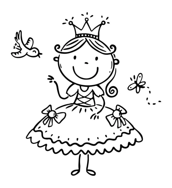Kind im Kostüm einer Märchenfigur wie eine Prinzessin — Stockvektor
