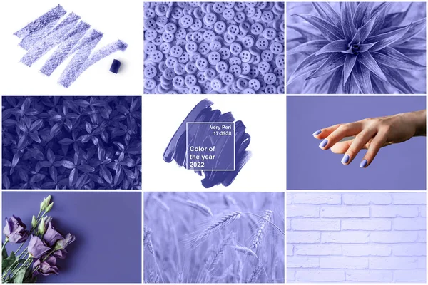 stock image Color of the Year 2022 Very Peri, collage of trendy purple shade backgrounds