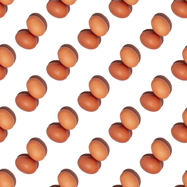 Beyaz arka planda izole edilmiş sert gölgeli bej yumurta çiftlerinin kusursuz sonsuz deseni.