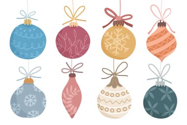 El çizimi düz noel topu koleksiyonu