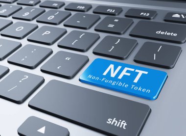NFT kavramı, ödenemeyen jetonlar, 3d illüstrasyon