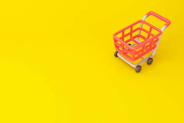 Top View Empty Shopping Cart Color Background Illustration — Stockfoto