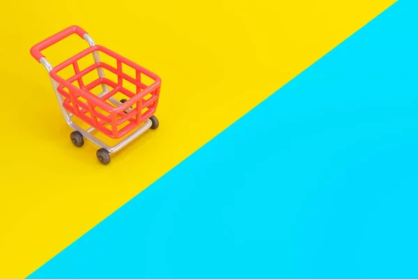 Top View Empty Shopping Cart Color Background Illustration — Stockfoto