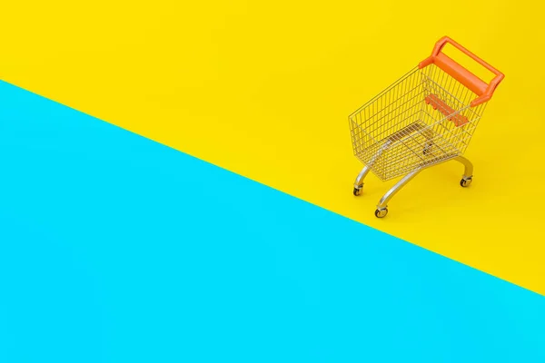 Top View Empty Shopping Cart Color Background Illustration — Stockfoto