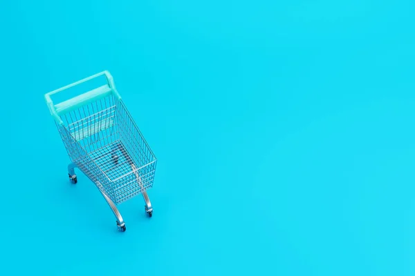 Renk Arkaplanındaki Boş Alışveriş Arabasının Üst Görünümü Illüstrasyon — Stok fotoğraf