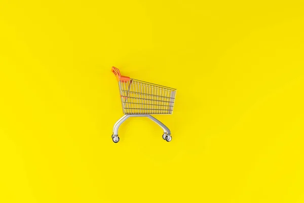 Top View Empty Shopping Cart Color Background Illustration — Stockfoto