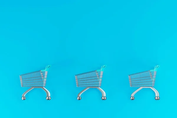 Top View Empty Shopping Cart Color Background Illustration — Stockfoto