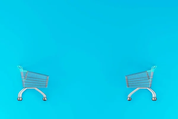 Top View Empty Shopping Cart Color Background Illustration — Stockfoto