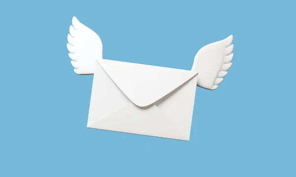 Vliegende Envelop Vleugels Inkomende Mail Notificatie Nieuwsbrief Online Mail Concept — Stockfoto