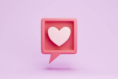 Like heart icon on a pink background. Like symbol for social media concept. 3d illustration