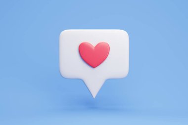 Pembe arka plandaki kalp ikonu gibi. Sosyal medya konseptinin sembolü gibi. 3d illüstrasyon