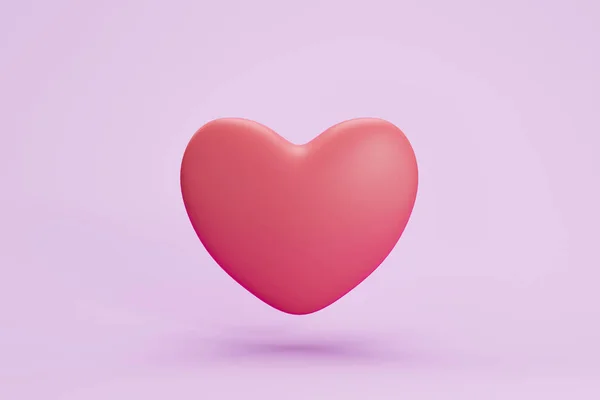 Red heart on pink background. heart icon, like and love 3d illustration