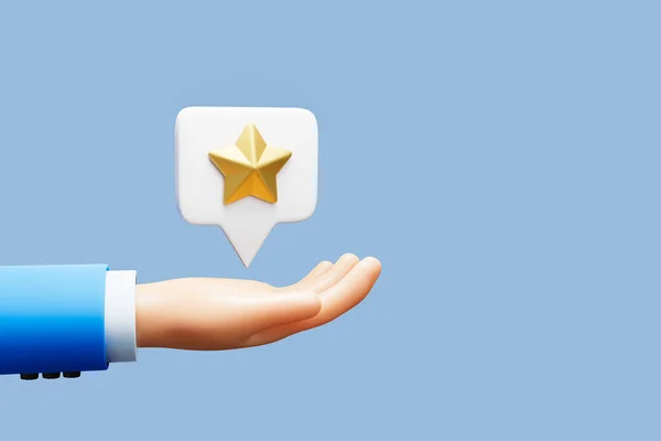Cartoon Hand Positive Customer Hand Rating Star Review Icon Business — Photo