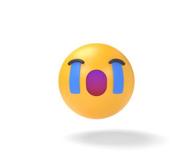 Crying emoji isolated on white background, emoticon in tears 3d illustration