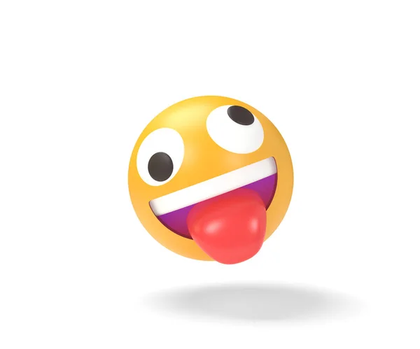 Crazy Yellow Emoji Tongue Hanging Out Isolated White Background Illustration — Stock Photo, Image