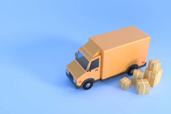 Commerce Concept Delivery Service Mobile Application Transportation Delivery Truck Illustration — Stockfoto